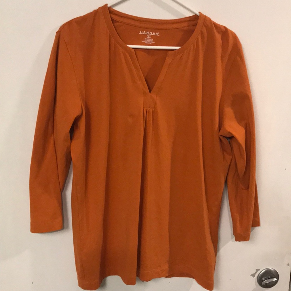 Orange v-neck long sleeve